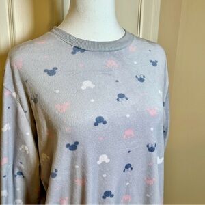 Disney Velour Pajama Top Pastel Mickey and Minnie Silhouette Size Large